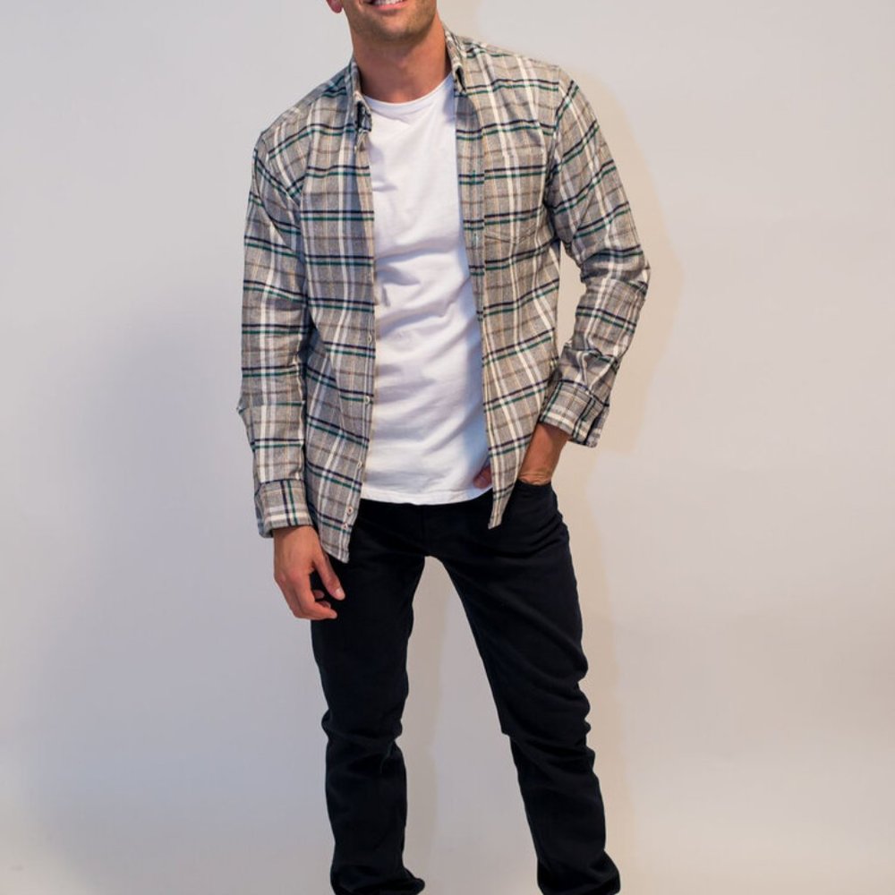 Funfetti Green Plaid Button-Up